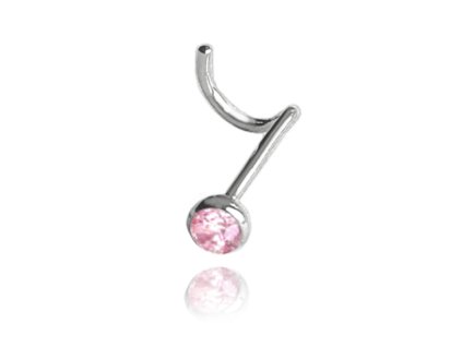 2337 MINET Stříbrný piercing do nosu s růžovým zirkonem