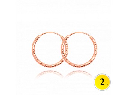 1328 MINET Rose gold broušené stříbrné náušnice KRUHY 2 cm