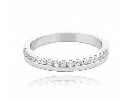 MINET+ Stříbrný snubní prsten s bílými zirkony vel. 58