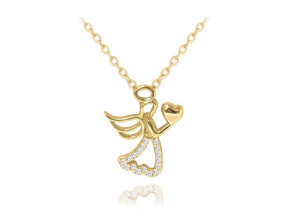 1136 MINET Pozlacený stříbrný náhrdelník ANDĚL se srdíčkem