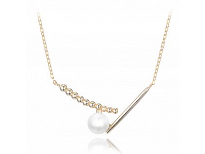 MINET Pozlacený stříbrný náhrdelník s přírodními perlami