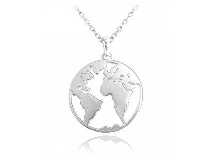 MINET Cestovatelský stříbrný náhrdelník ZEMĚKOULE