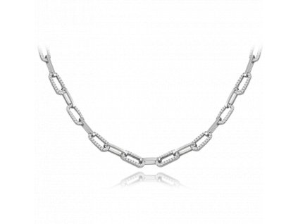 MINET Luxusní stříbrný náhrdelník se zirkony Ag 925/1000 14,10g