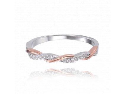 0253 MINET Elegantní Rose gold stříbrný prsten s bílými zirkony