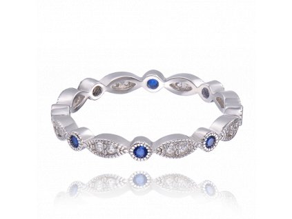 MINET Stříbrný prsten s modrými zirkony