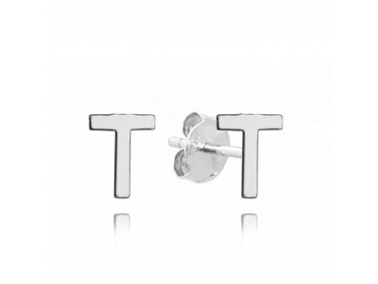 MINET Stříbrné náušnice písmeno "T"