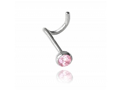 2338 MINET Stříbrný piercing do nosu s růžovým zirkonem