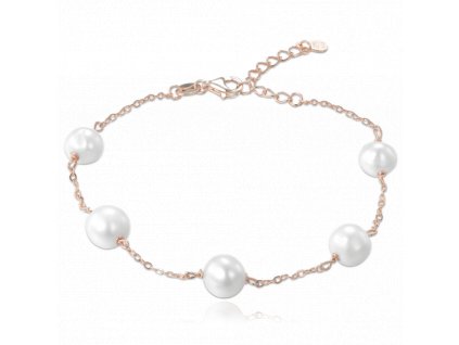 1446 MINET Rose gold stříbrný náramek s přírodními perlami