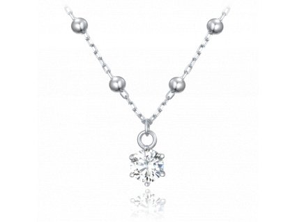 2087 MINET Stříbrný náhrdelník s kuličkami s bílým zirkonem