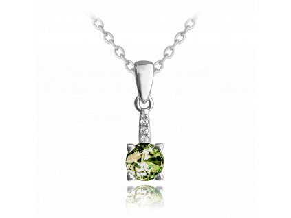 MINET Elegantní stříbrný náhrdelník se zeleným zirkonem