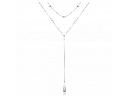 MINET Moderní stříbrný náhrdelník visící kapka