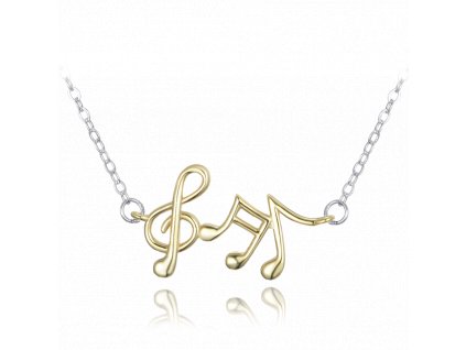 MINET Stříbrný náhrdelník hudební noty v kombinaci s pozlaceným stříbrem