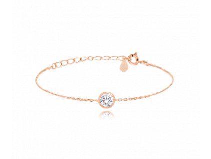 0102 MINET Decentní Rose gold stříbrný náramek s bílým zirkonem