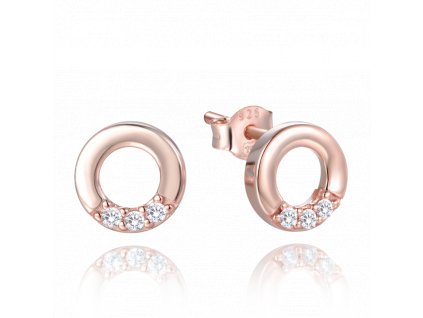 1378 MINET Rose gold stříbrné náušnice kroužky se zirkony