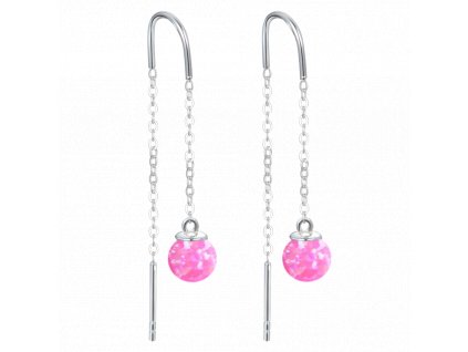 1513 MINET Stříbrné náušnice hanging balls s růžovými opálky a zirkonem