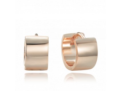 0664 MINET Minimalistické rose gold stříbrné náušnice silné kroužky