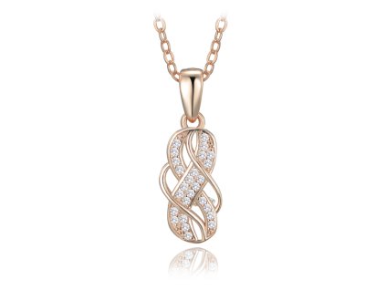 1350 MINET Rose gold luxusní stříbrný náhrdelník s bílými zirkony