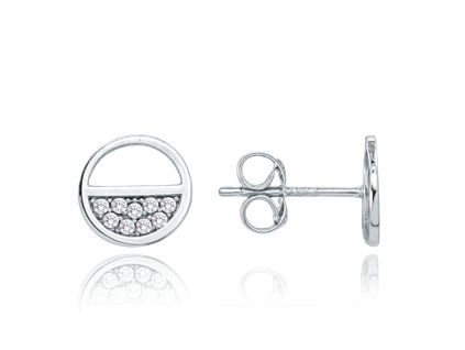 0431 MINET Elegantní zlaté náušnice z bílého zlata s bílými zirkony Au 585/1000 1,40g