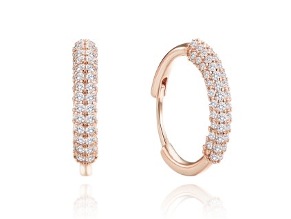 0542 MINET Luxusní rose gold stříbrné náušnice s bílými zirkony