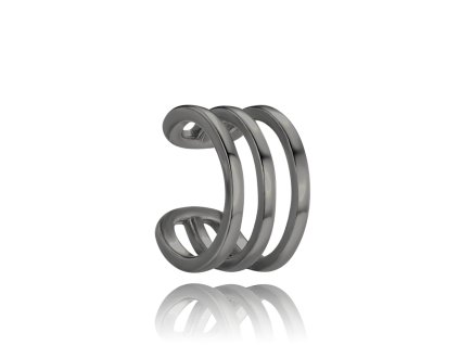 0074 MINET Černá stříbrná záušnice ear cuff