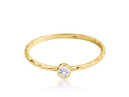 MINET Decentní zlatý prsten s bílým zirkonem Au 585/1000 (Velikost 48, Váha 0,6)