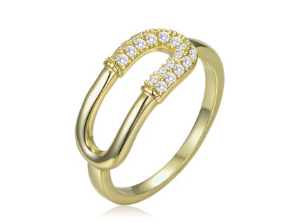 MINET Luxusní pozlacený stříbrný prsten se zirkonem (Velikost 55, Váha 2,3)