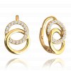 0992 MINET Pozlacené stříbrné náušnice KROUŽKY s bílými zirkony