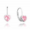 1783 MINET Stříbrné náušnice SRDÍČKA s růžovými zirkony