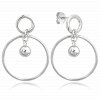 0752 MINET Moderní stříbrné náušnice KRUHY s kuličkou