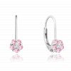 1601 MINET Stříbrné náušnice KYTIČKY s růžovými zirkony