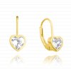1074 MINET Pozlacené stříbrné náušnice SRDÍČKA s bílými zirkony