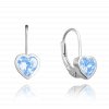 1784 MINET Stříbrné náušnice SRDÍČKA se světle modrými zirkony