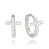 1572 MINET Stříbrné náušnice KŘÍŽKY se zirkony