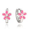 1600 MINET Stříbrné náušnice KYTIČKY s růžovými opálky