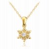 1227 MINET Pozlacený stříbrný náhrdelník SNĚHOVÁ VLOČKA s bílými zirkony