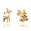2586 MINET Vánoční pozlacené stříbrné náušnice SOB a STROMEČEK