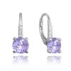 0291 MINET Elegantní stříbrné náušnice s fialovým zirkonem