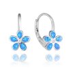 2551 MINET Třpytivé stříbrné náušnice KYTIČKY s modrými opálky a zirkonem