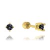 2702 MINET Zlaté náušnice na šroubek s černými zirkony Au 585/1000 1,10g
