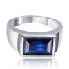 0895 MINET Pánský pečetní stříbrný prsten s modrým zirkonem