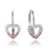 1768 MINET Stříbrné náušnice srdce se zirkony v červených odstínech