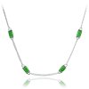 MINET Stříbrný náhrdelník se zelenými zirkony Ag 925/1000 10,05g