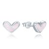 1781 MINET Stříbrné náušnice srdíčka s růžovou perletí