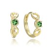 0231 MINET Elegantní pozlacené stříbrné náušnice s zeleným zirkonem
