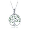 2189 MINET Stříbrný náhrdelník strom života s zelenými zirkony