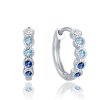 1543 MINET Stříbrné náušnice kroužky s bílými, světle modrými a tmavě modrými zirkony