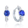 1549 MINET Stříbrné náušnice kroužky s modrými zirkony