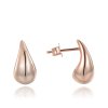 0719 MINET Moderní rose gold stříbrné náušnice kapky