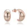 0720 MINET Moderní rose gold stříbrné náušnice zahnuté kapky