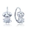0155 MINET Dětské stříbrné náušnice pejsci s černými a bílými zirkony